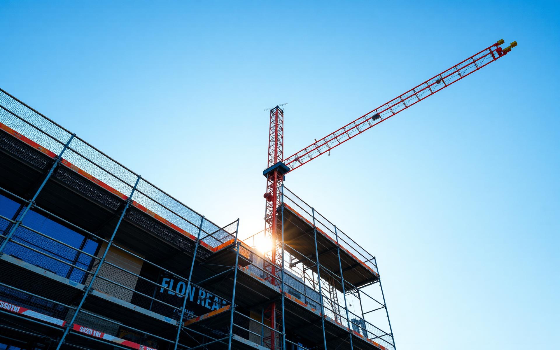 Heavy-duty scaffolding installed around a commercial construction project